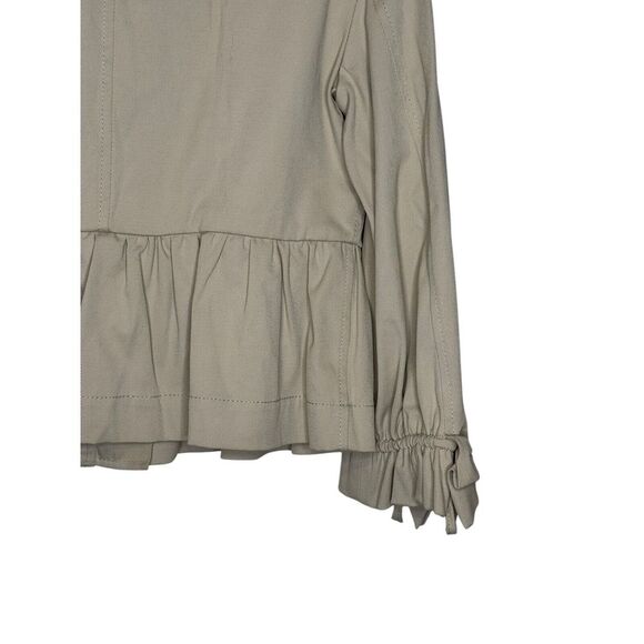 Valentino Womens Jacket Full Zip Peplum Shawl Collar Long Sleeve Buttons Beige 4 - Picture 8 of 10